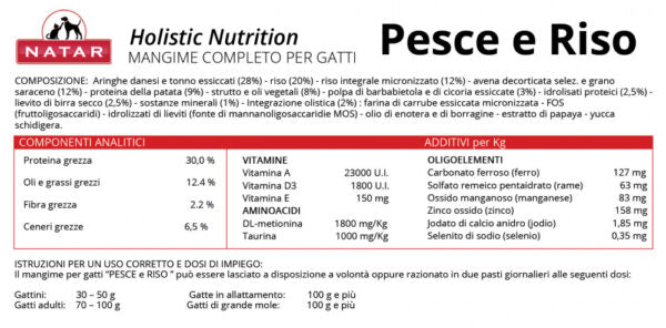 cibo per gatti olistico natar cibo per gatti pesce e riso