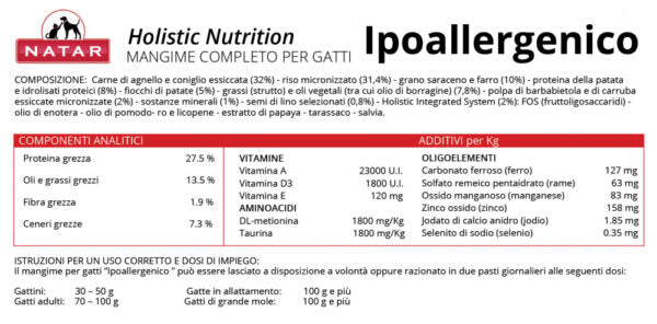 Holistic Nutrition Adult Cat - Agnello e Coniglio - Ipoallergenico